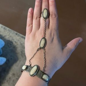 Authentic & Stamped Sterling Silver / Mother of Pearl Vintage Cuff/Bracelet